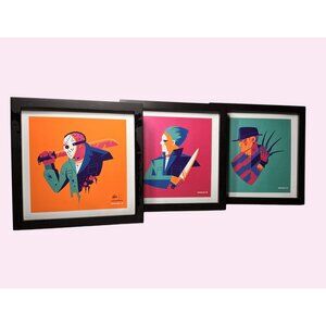 3 Framed Horror Film Art Prints Tom Whalen Limited Edition krueger jason hallowe
